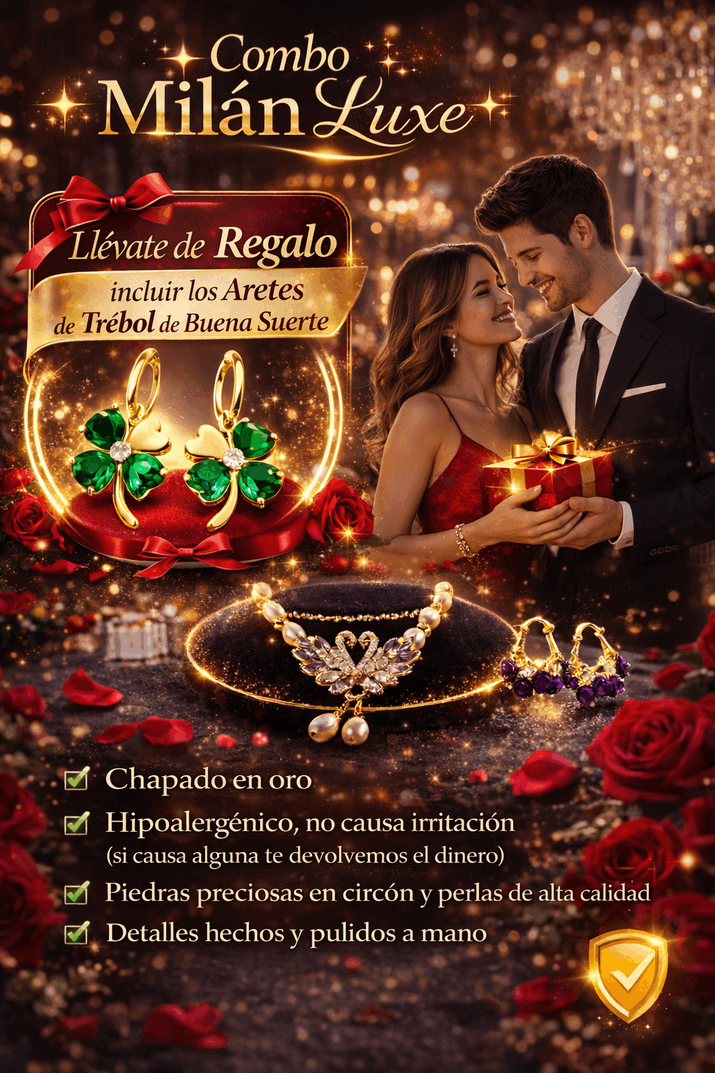 Combo Milán Luxe: Collar + Aretes ¿Ya sabes qué le vas a regalar para sorprenderla esta noche?