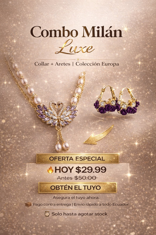 Combo Milán Luxe: Collar + Aretes ¿Ya sabes qué le vas a regalar para sorprenderla esta noche?